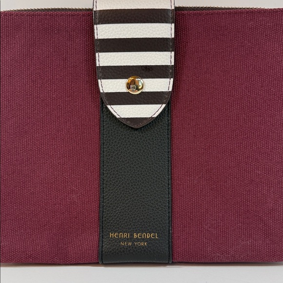 Henri Bendel Maroon Clutch with Striped Accent - Picture 2 of 6